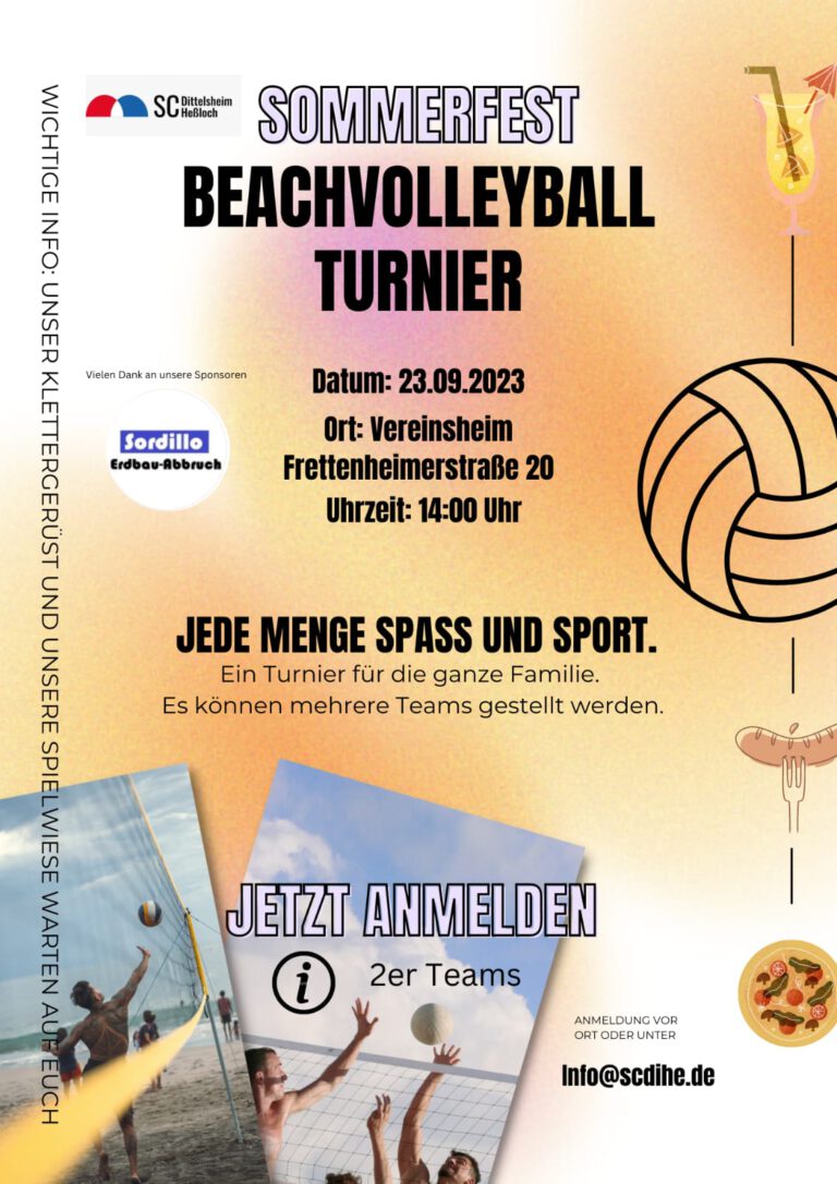 Sommerfest und Beachvolleyballturnier: Feiern Sie mit dem SC Dittelsheim Heßloch am 23.09.2023