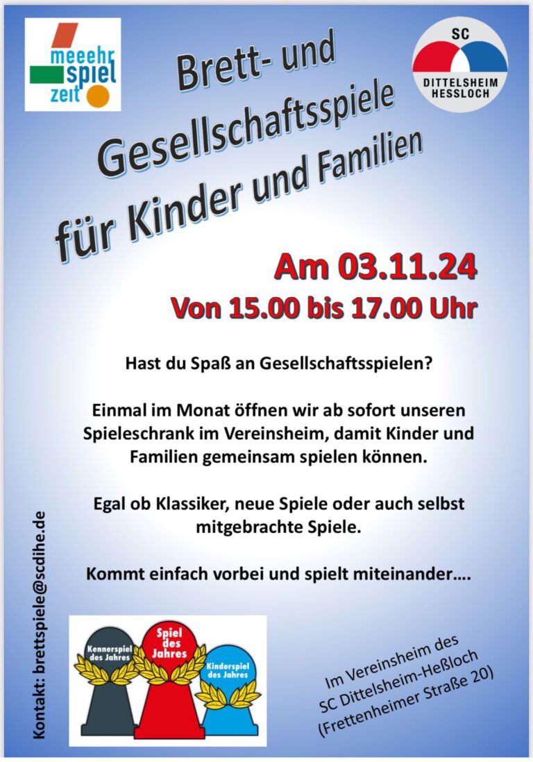 Brett- und Gesellschaftsspiele für Kinder und Familien am 03.11.2024